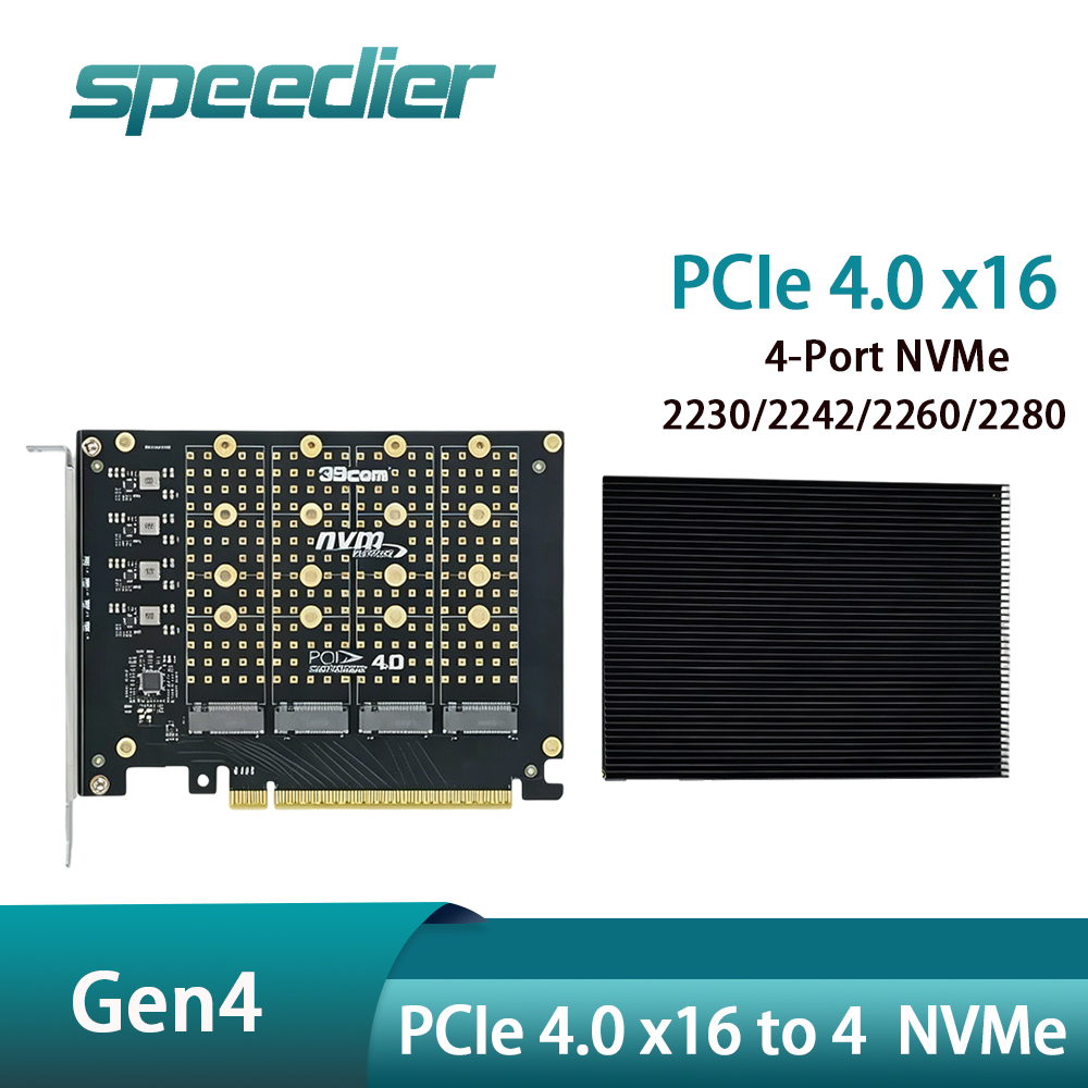 Karta adaptera PCIe 4.0 X16 na – Quad M.2 Nvme Pcie Bifurcation Card recenzja i cena